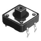 TA07 tact switch: Through hole, 12mm sq. body, 3.8mm sq. actuator